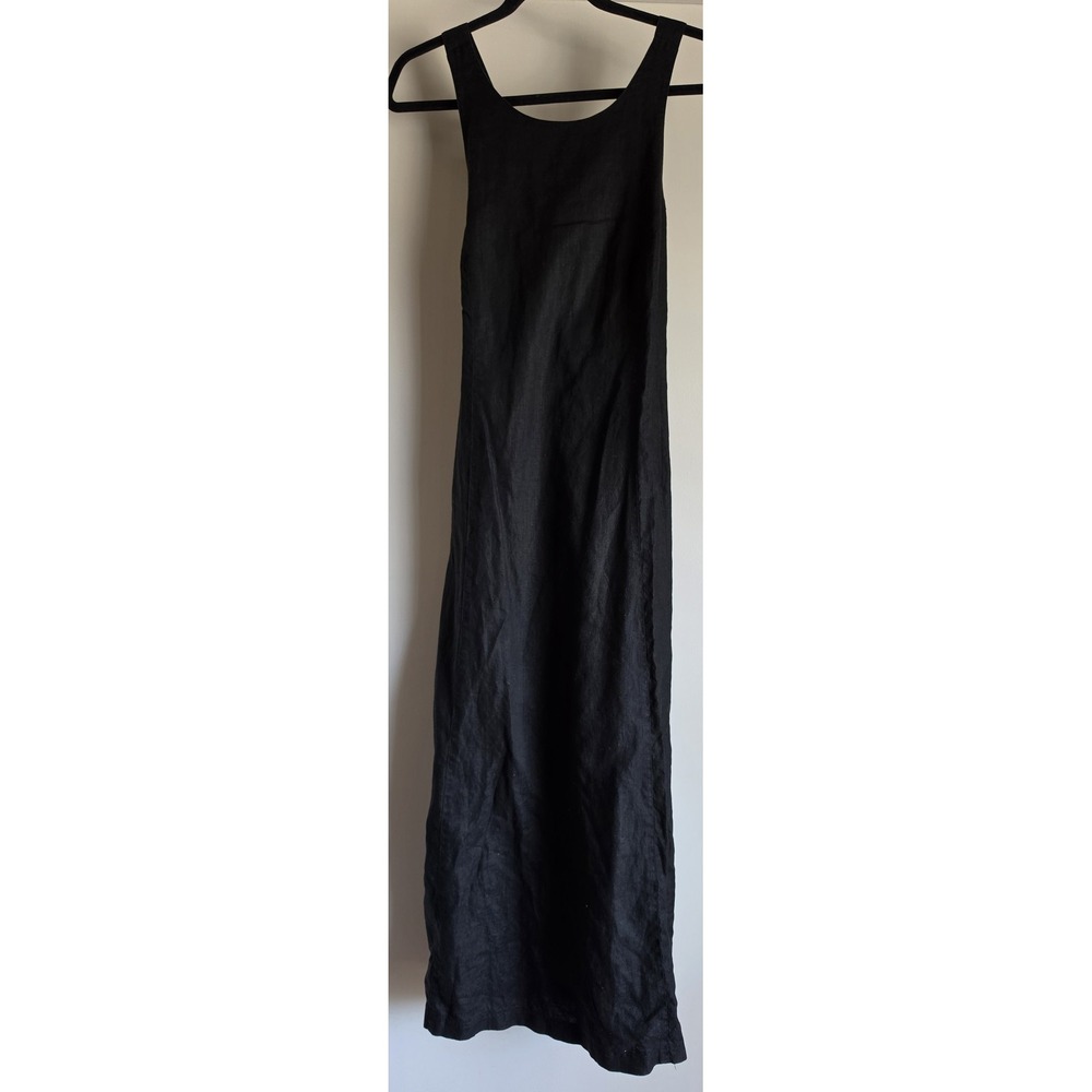 NY & Company Jumpsuit Size 12 Black Linen Sleeveless Casual Summer